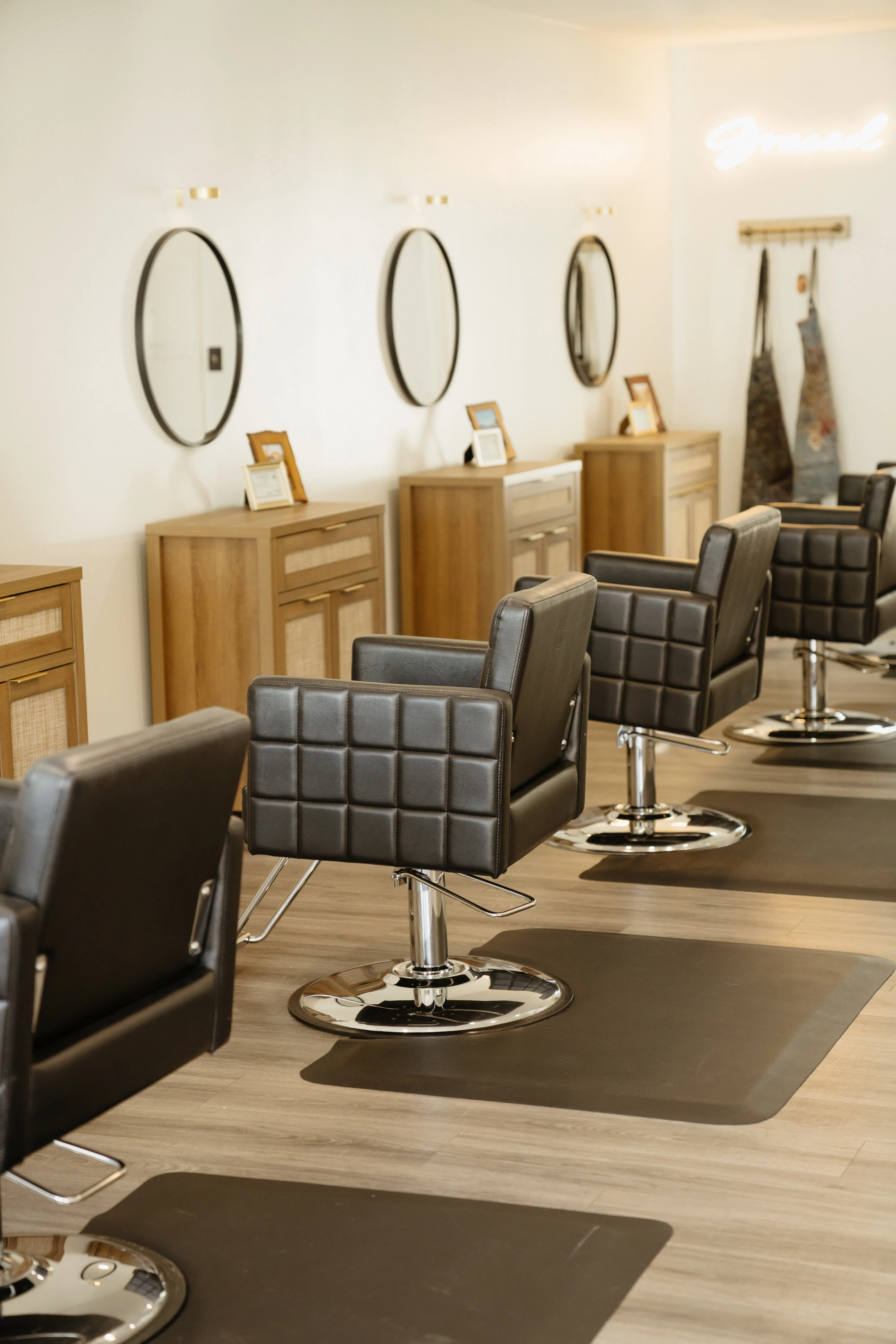 The welcoming interior of Graced Studio hair salon in Concord, NC